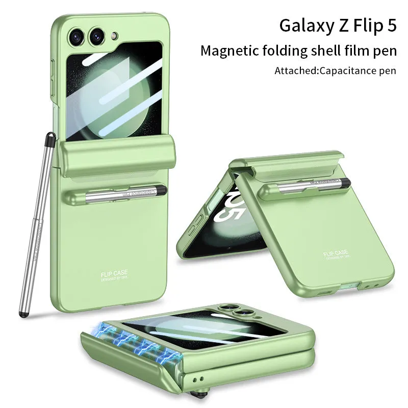 Magnetic Hinge Full Protection Business Stylish Flip Phone Case With Stylus Slot For Samsung Galaxy Z Flip5