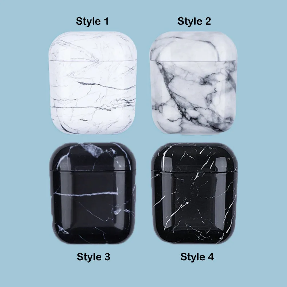 Marble Earphone Case For Airpods 1 2 Marble Pattern Cases Protective Shockproof Cover Back to School Gift - Black White