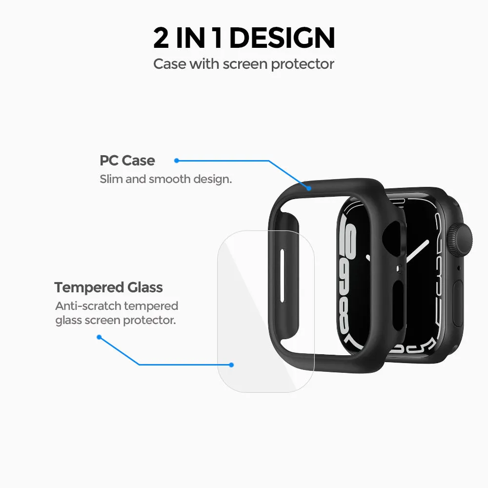 Matte Watch Cover | Apple Watch Series 8 45mm Case with Screen Protector  Pack of 6  | Clear/Black/Green/Midnight Blue/Silver/Gold