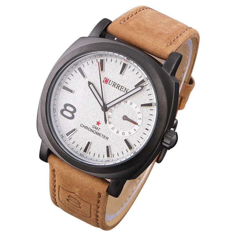 Men Fashion Business Quartz watch Men sport Watches Military Watches Men Corium Leather Strap army wristwatch