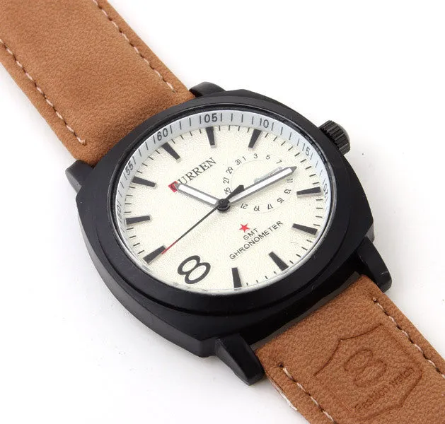 Men Fashion Business Quartz watch Men sport Watches Military Watches Men Corium Leather Strap army wristwatch