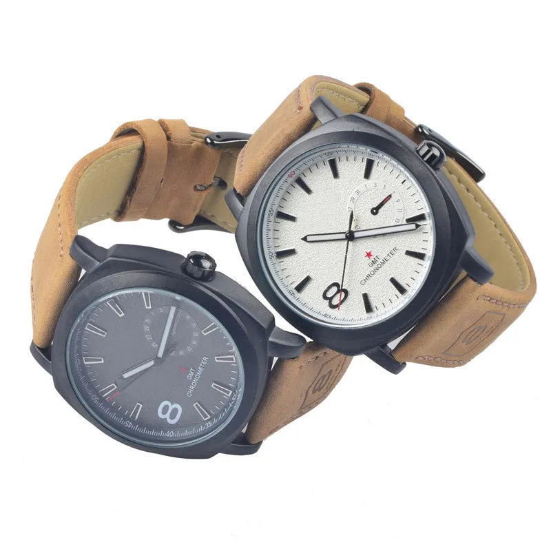 Men Fashion Business Quartz watch Men sport Watches Military Watches Men Corium Leather Strap army wristwatch