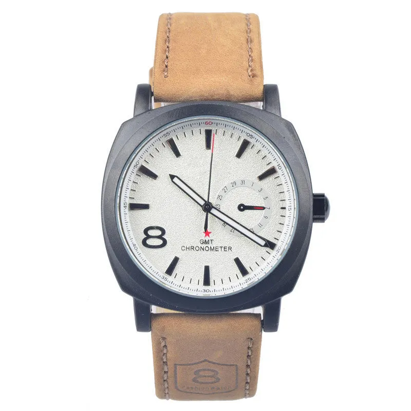 Men Fashion Business Quartz watch Men sport Watches Military Watches Men Corium Leather Strap army wristwatch