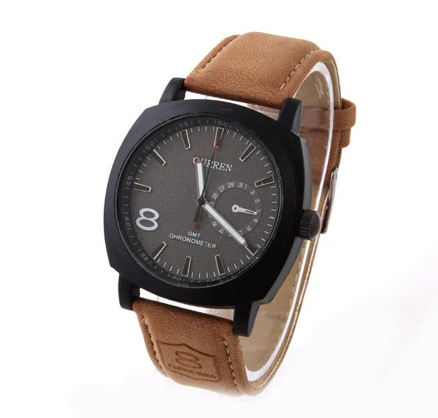 Men Fashion Business Quartz watch Men sport Watches Military Watches Men Corium Leather Strap army wristwatch