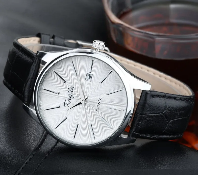 Men's watches top brand luxury Calendar high quality fashion design Genuine leather men quartz watch