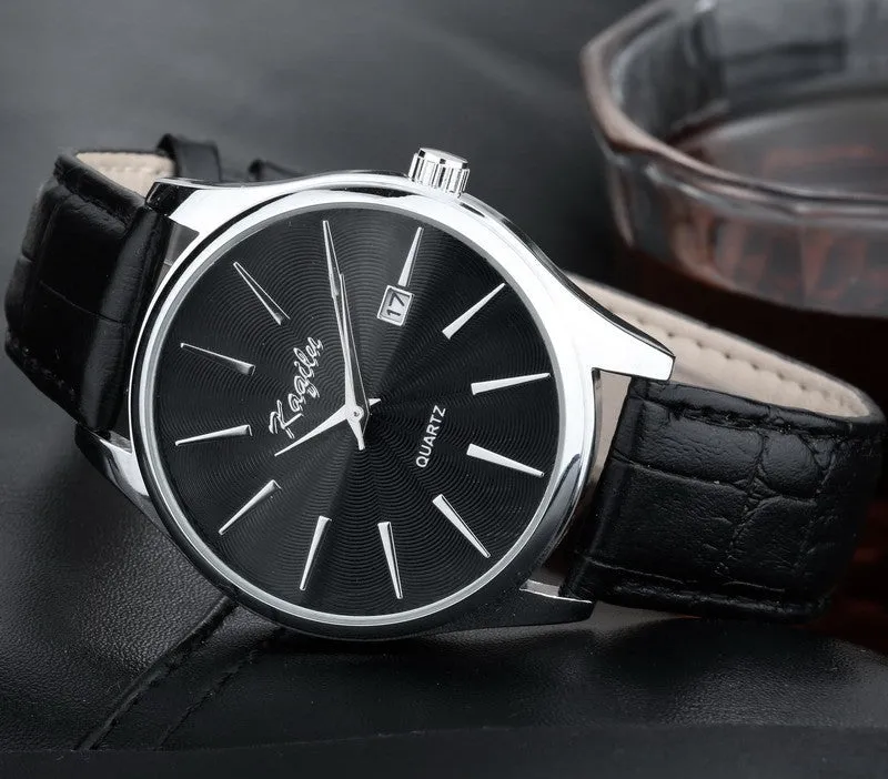 Men's watches top brand luxury Calendar high quality fashion design Genuine leather men quartz watch