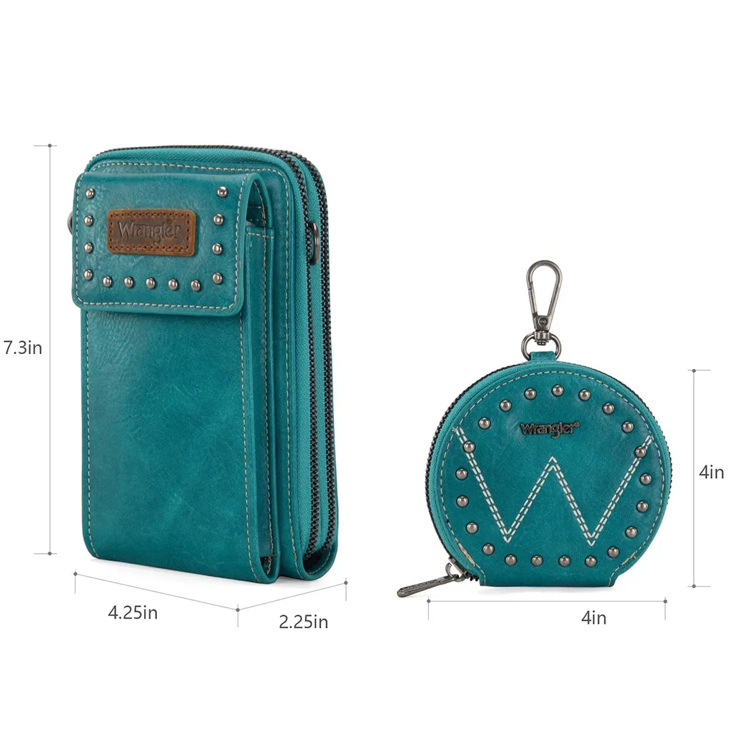 Montana West Wrangler Turquoise Cell Phone Crossbody with Coin Pouch