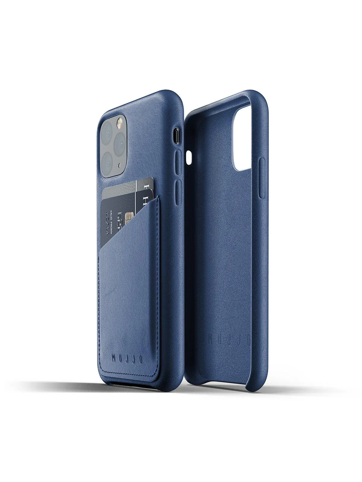 Mujjo Full Leather Wallet Case for iPhone 11 Pro Monaco Blue