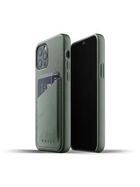 Mujjo Full Leather Wallet Case for iPhone 12 & 12 Pro Slate Green