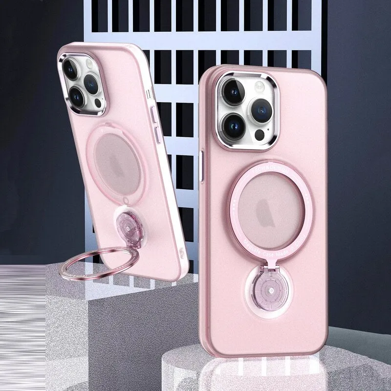 Multifunction Magnetic Wireless Charge Case With 360 Rotation Stand For iPhone