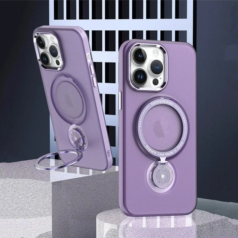 Multifunction Magnetic Wireless Charge Case With 360 Rotation Stand For iPhone