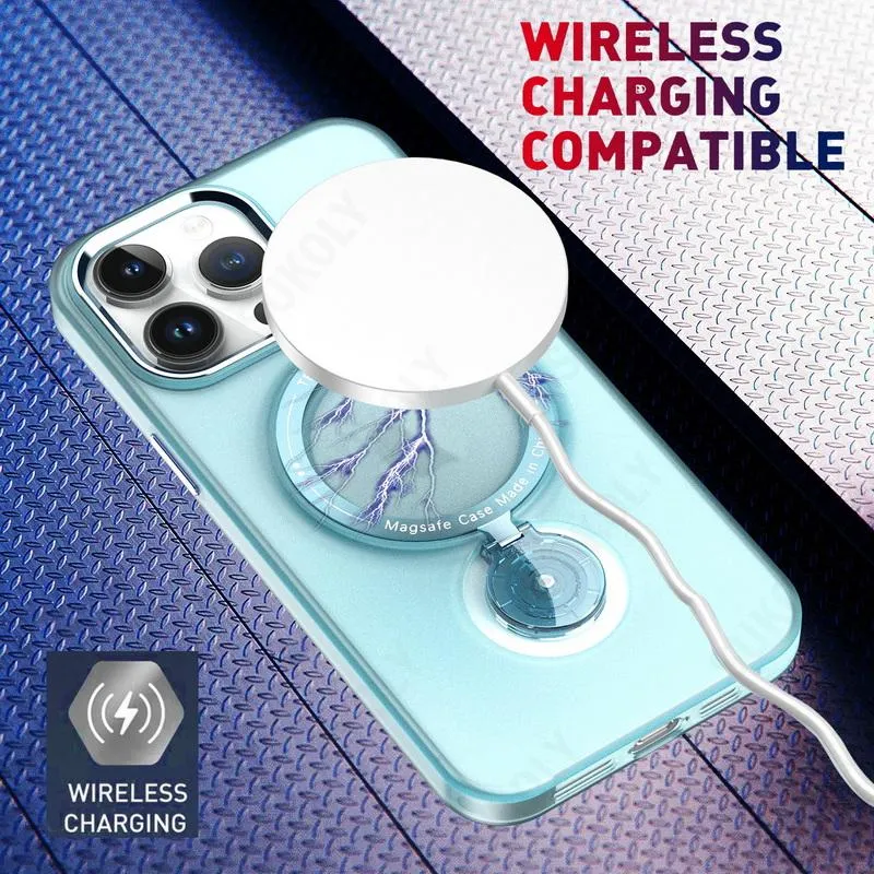 Multifunction Magnetic Wireless Charge Case With 360 Rotation Stand For iPhone