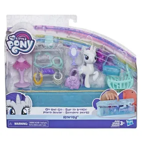 My Little Pony Toy On-the-Go Rarity-White 3-Inch Pony Figure with 14 Accessories and Storage Case, Kids Ages 3 Years Old and Up