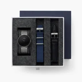 Native - BUNDLE Black Dial Gun Metal | Gun Metal Mesh / Navy Nylon / Black Leather Strap