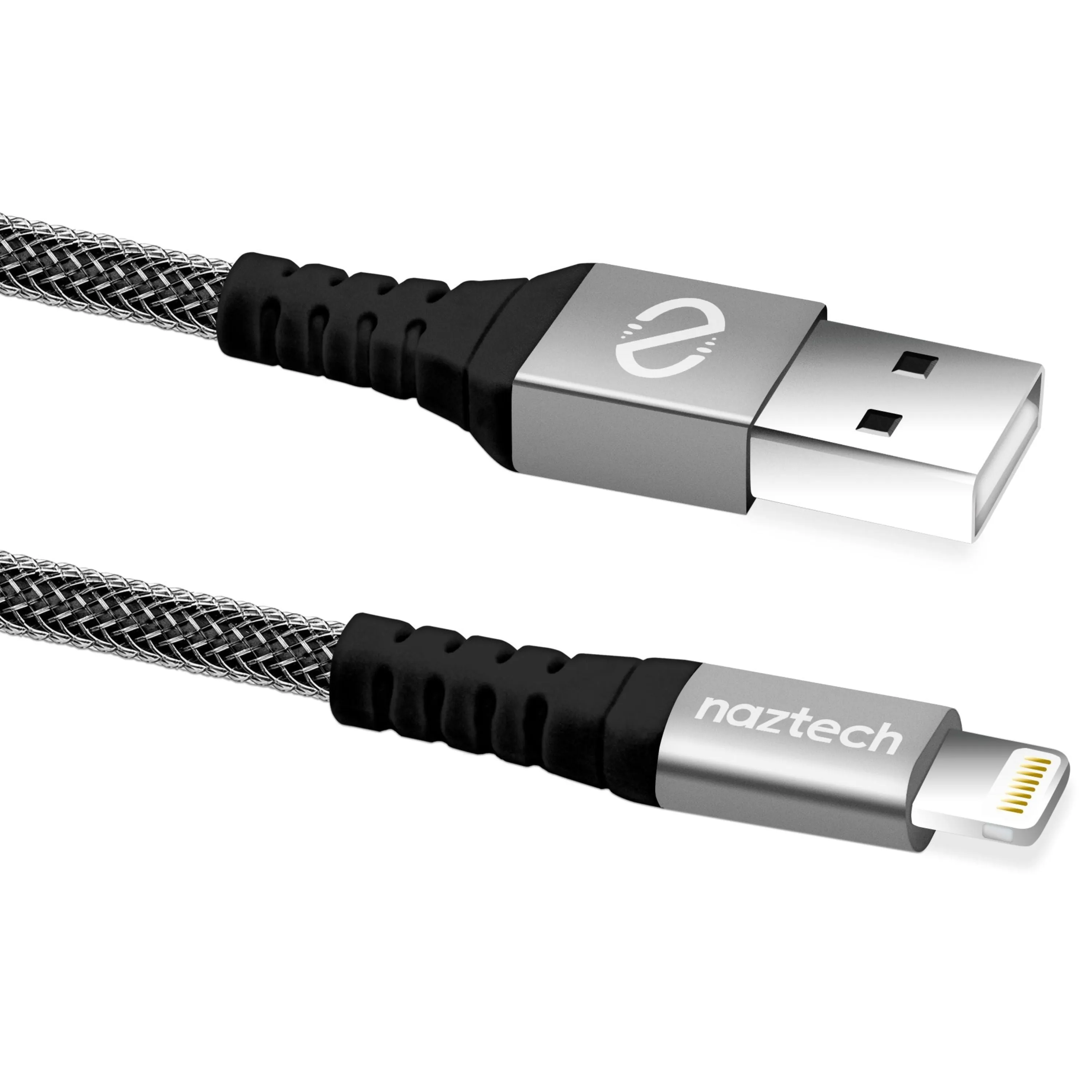 Naztech MFI Lightning Charge/Sync USB Braided Cable 4ft Black