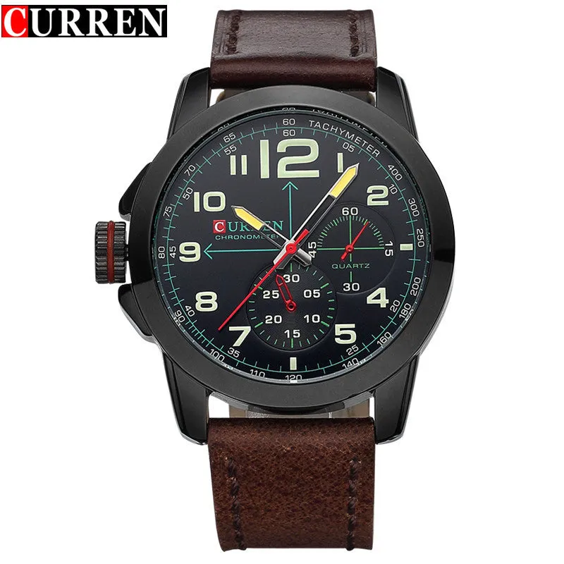 New CURREN Brand Luxury Men Watches Men's Casual Quartz Watch Leather Strap Waterproof Men Military Sport Wristwatches