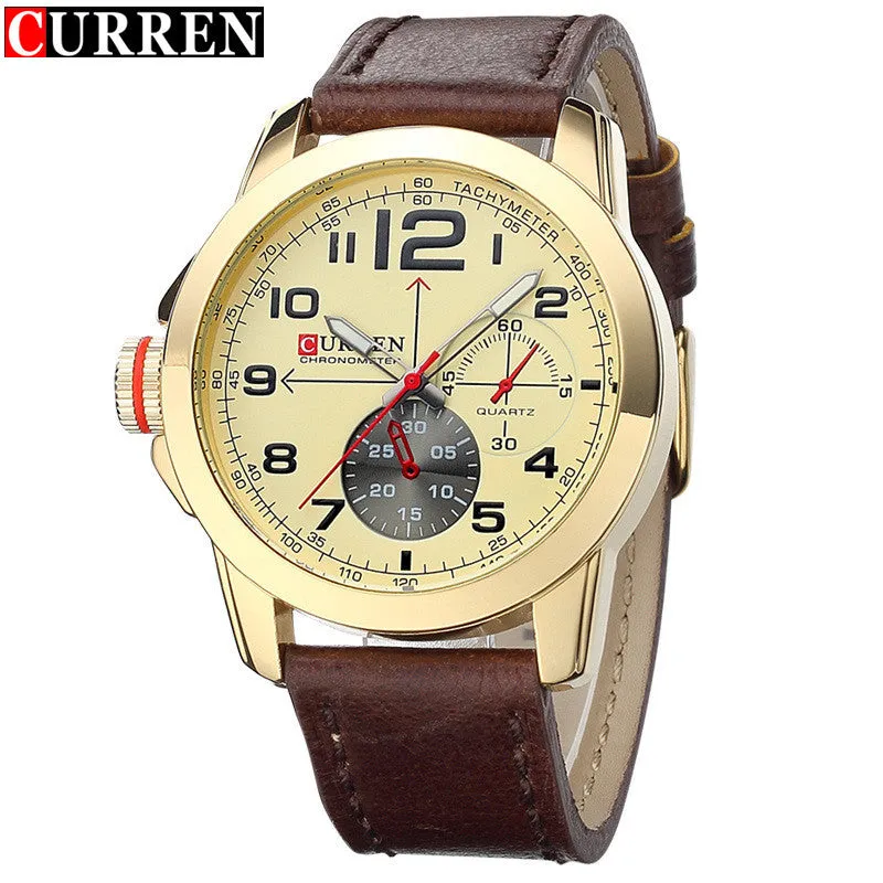 New CURREN Brand Luxury Men Watches Men's Casual Quartz Watch Leather Strap Waterproof Men Military Sport Wristwatches