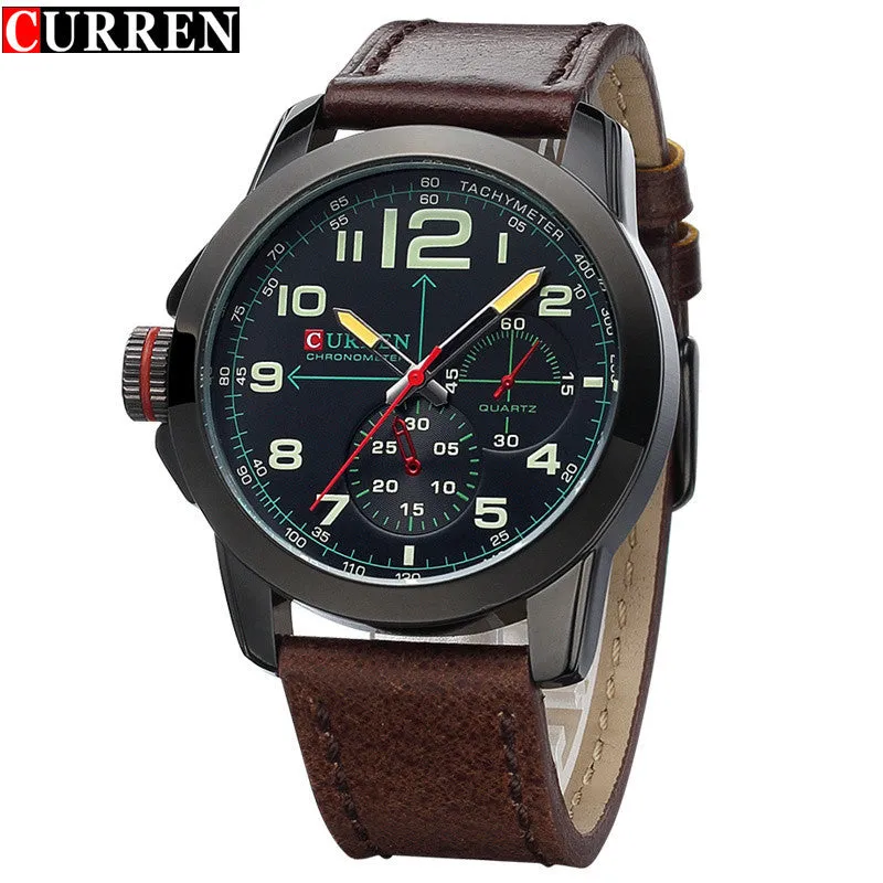 New CURREN Brand Luxury Men Watches Men's Casual Quartz Watch Leather Strap Waterproof Men Military Sport Wristwatches