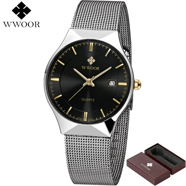 New Men Watches Top Brand Luxury 50m Waterproof Ultra Thin Date Clock Male Steel Strap Casual Quartz Watch Men Wrist Sport Watch