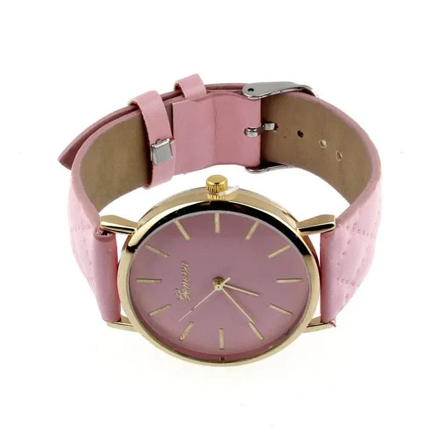 New watch women Checkers Faux lady dress watch, women's Casual Leather quartz-watch Analog wristwatch Gifts relogios feminino