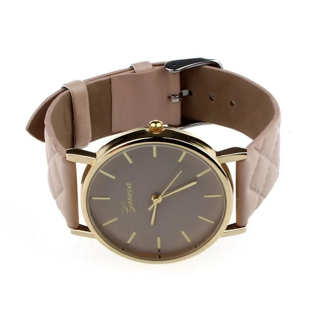 New watch women Checkers Faux lady dress watch, women's Casual Leather quartz-watch Analog wristwatch Gifts relogios feminino