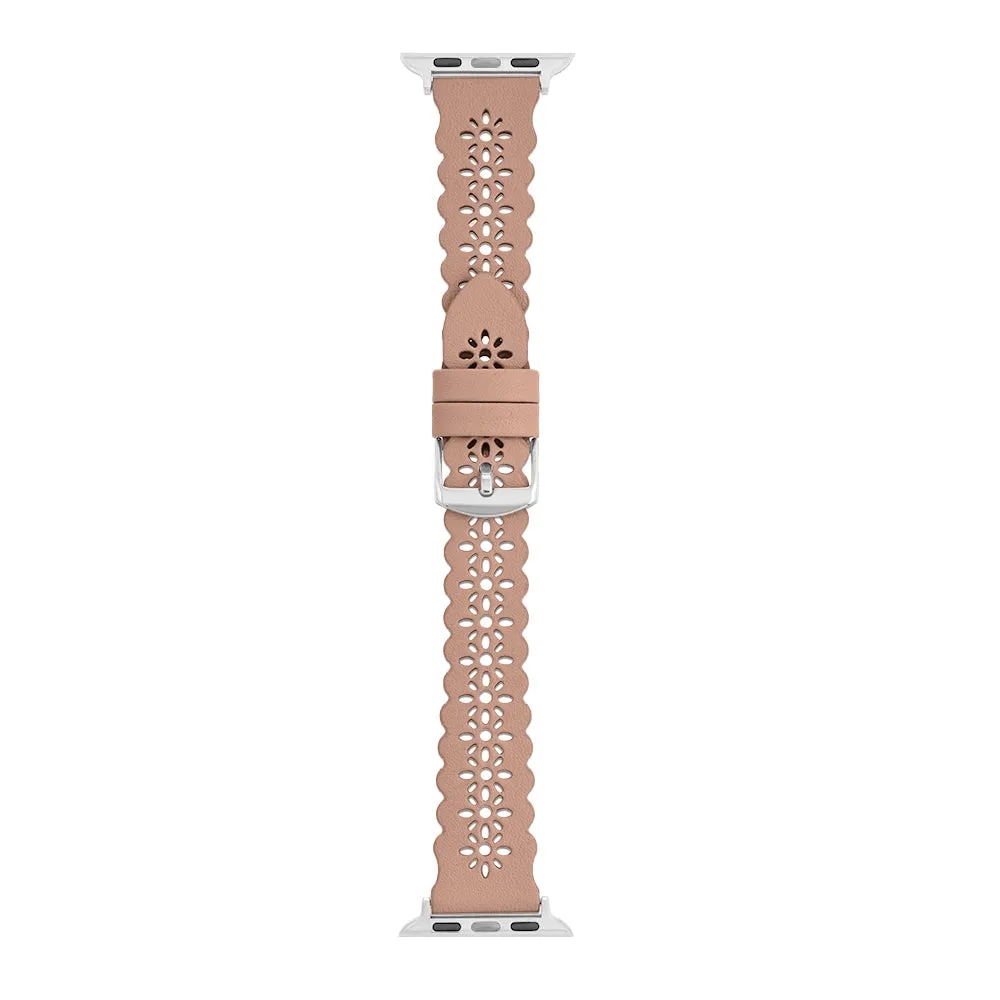 Nude Lace Leather Strap / Silver Buckle - 38mm, 40mm