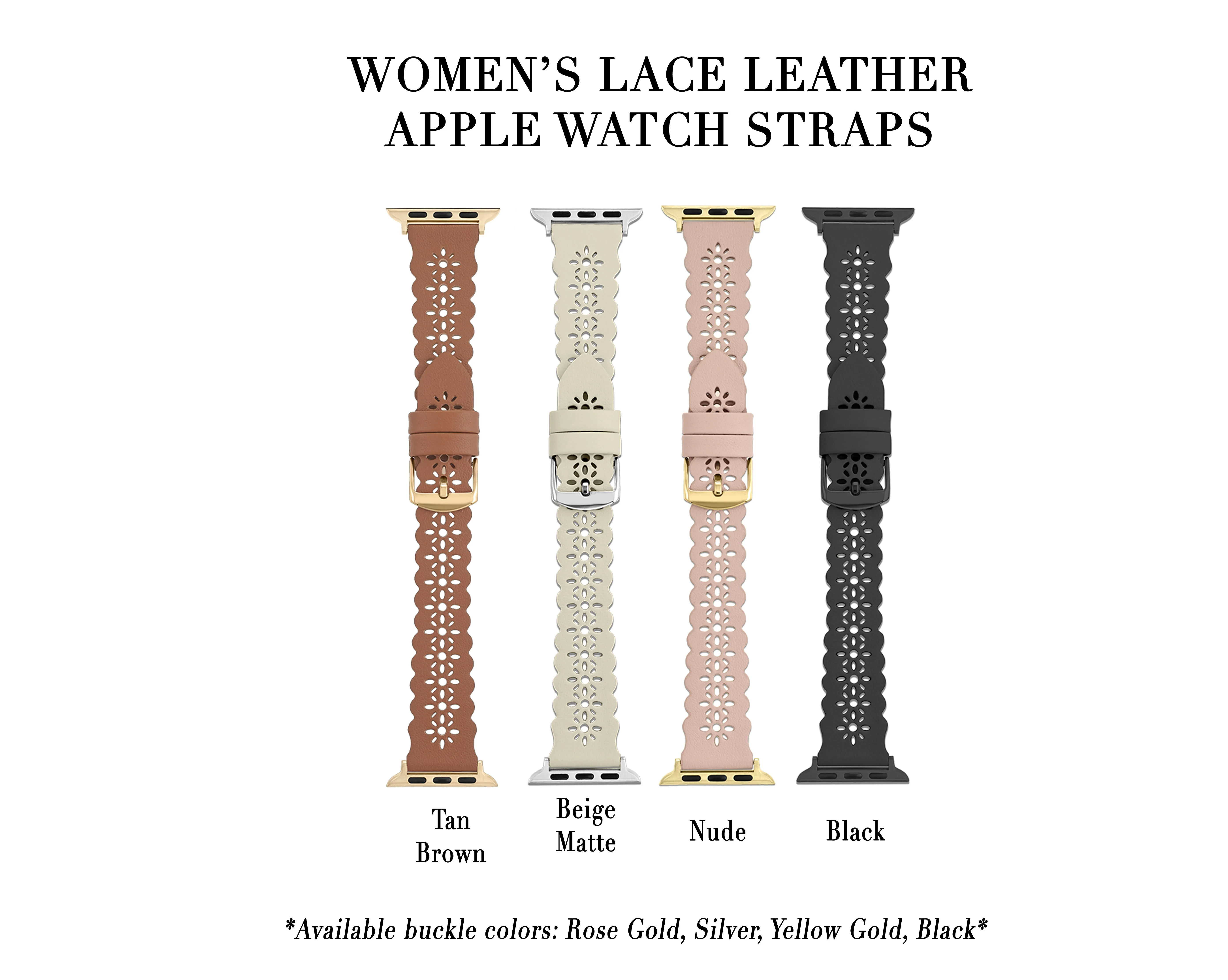 Nude Lace Leather Strap / Silver Buckle - 38mm, 40mm