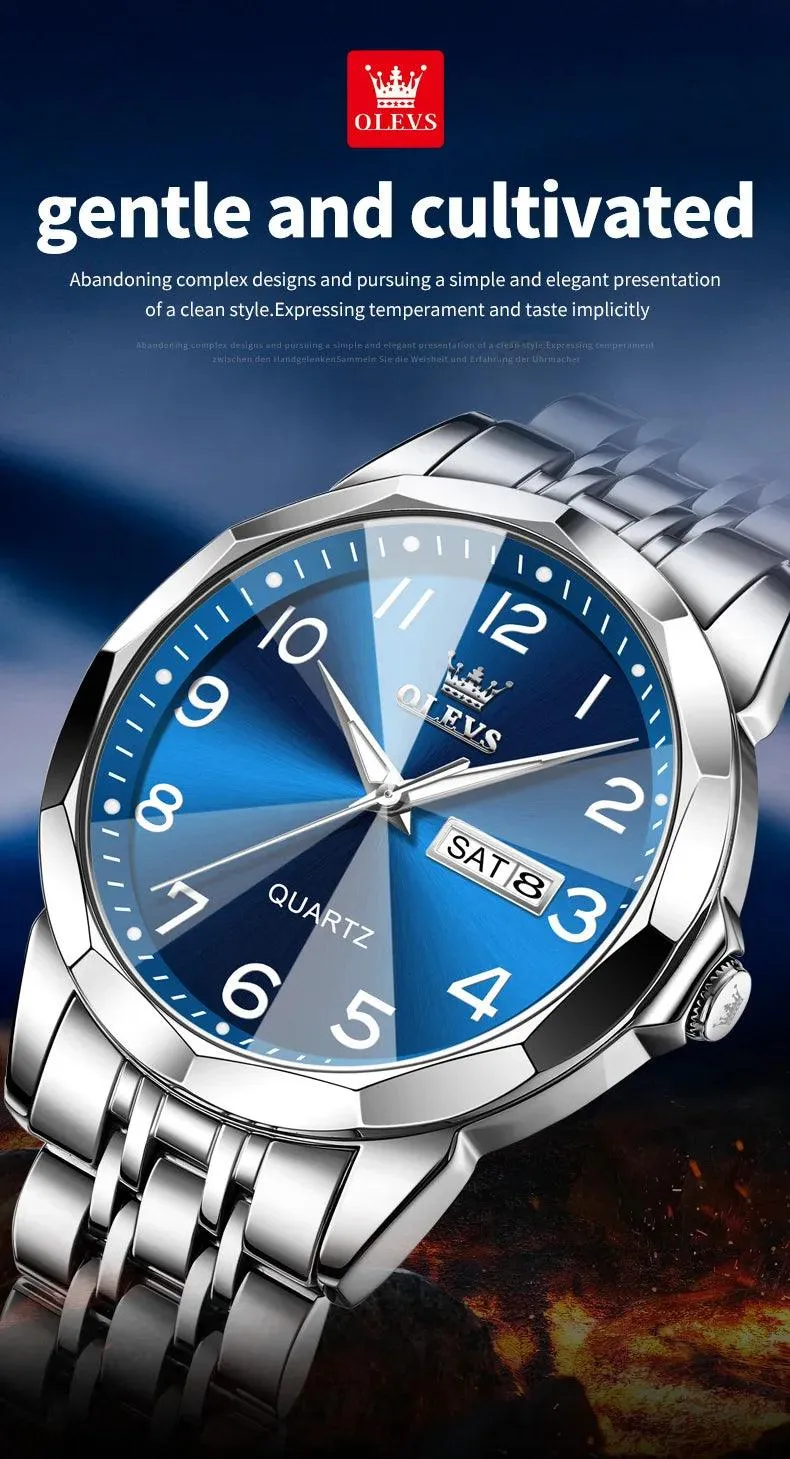 OLEVS Stainless Steel Quartz Watch | Fashionably Functional with Luminous Display and Water Resistance