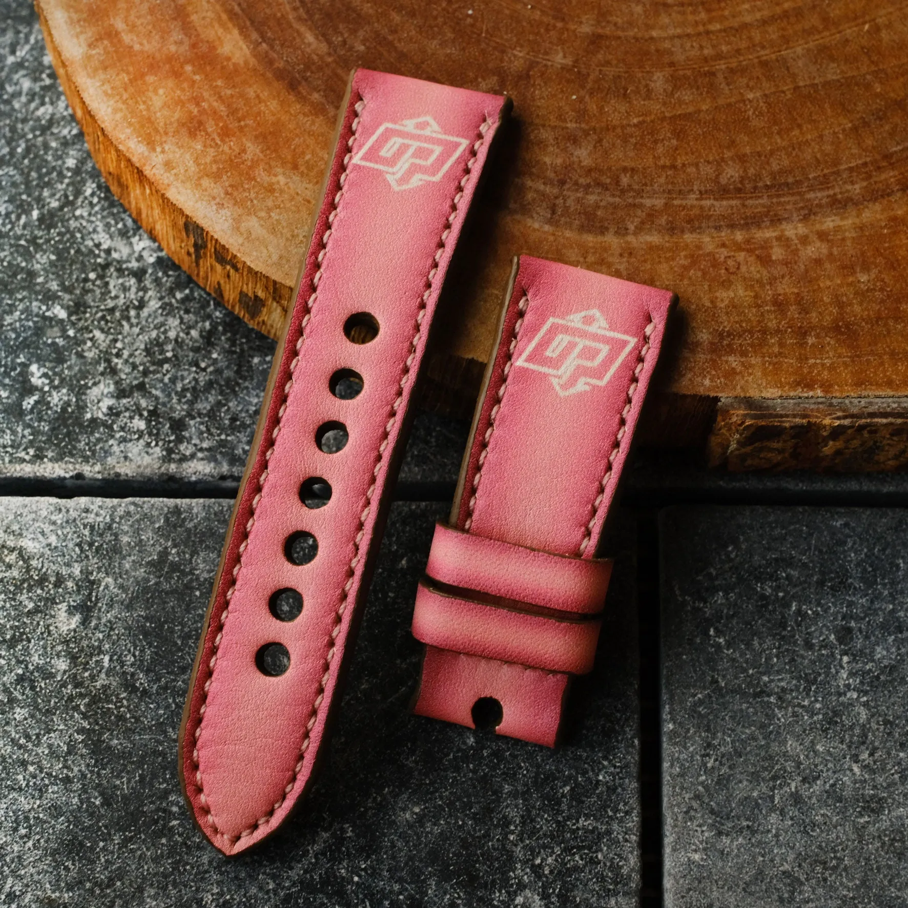 Panerai Pink Straps  Panerai WatchBand For Officine Panerai Luminor Marina Radiomir PAM 22mm 24mm 26mm Band Handmade Leather Strap