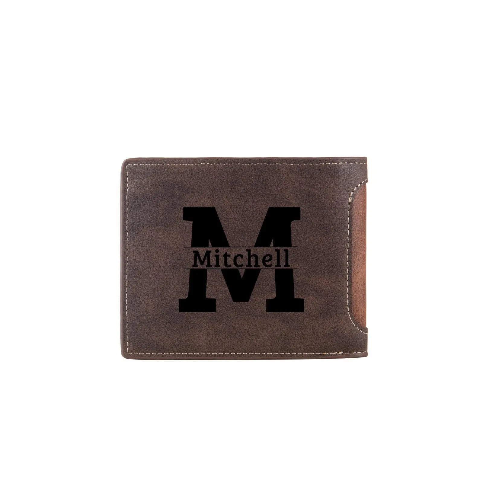 Personalized Men’s Wallet with Custom Photo Engraving, PU Leather in Dark Coffee, Blue, or Black