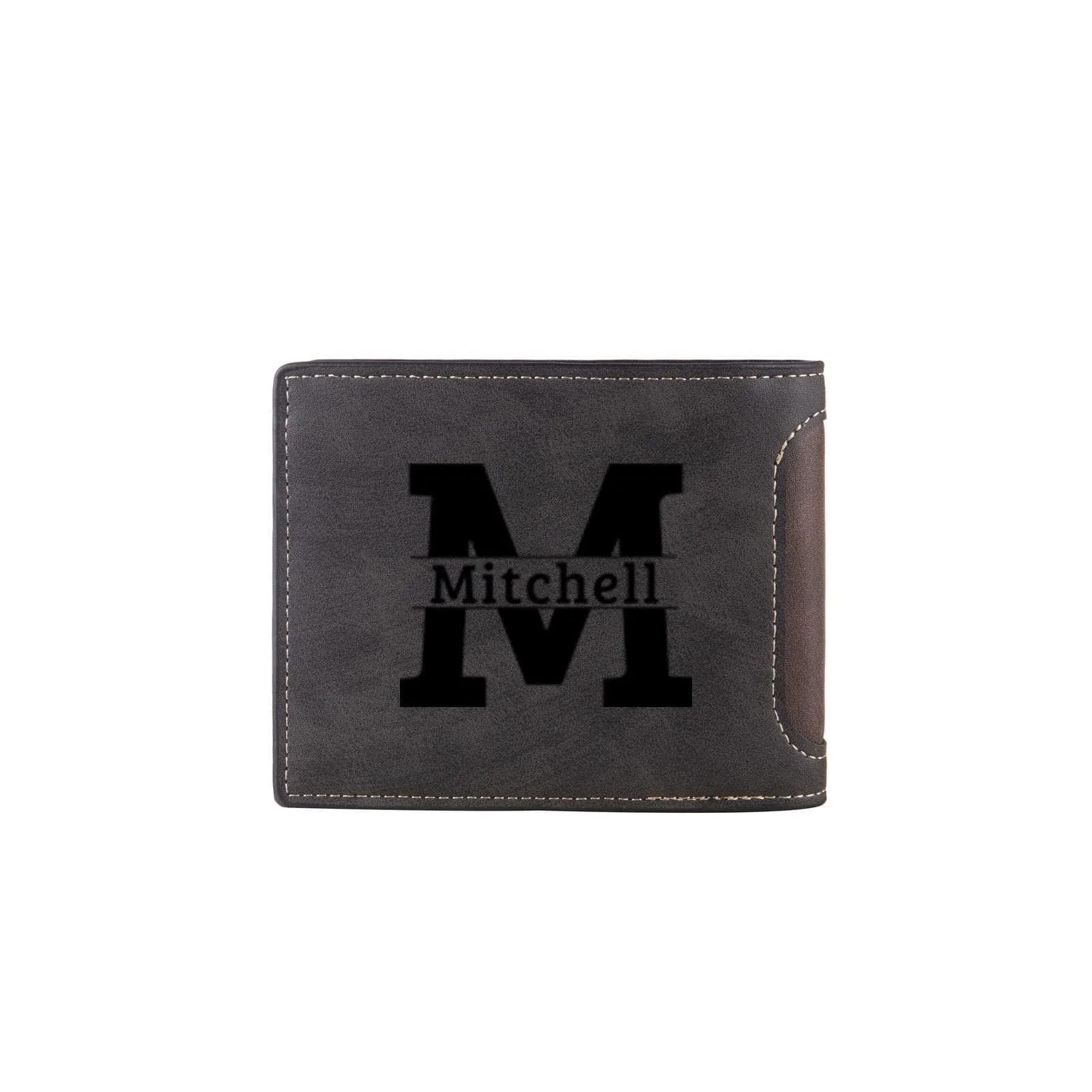 Personalized Men’s Wallet with Custom Photo Engraving, PU Leather in Dark Coffee, Blue, or Black