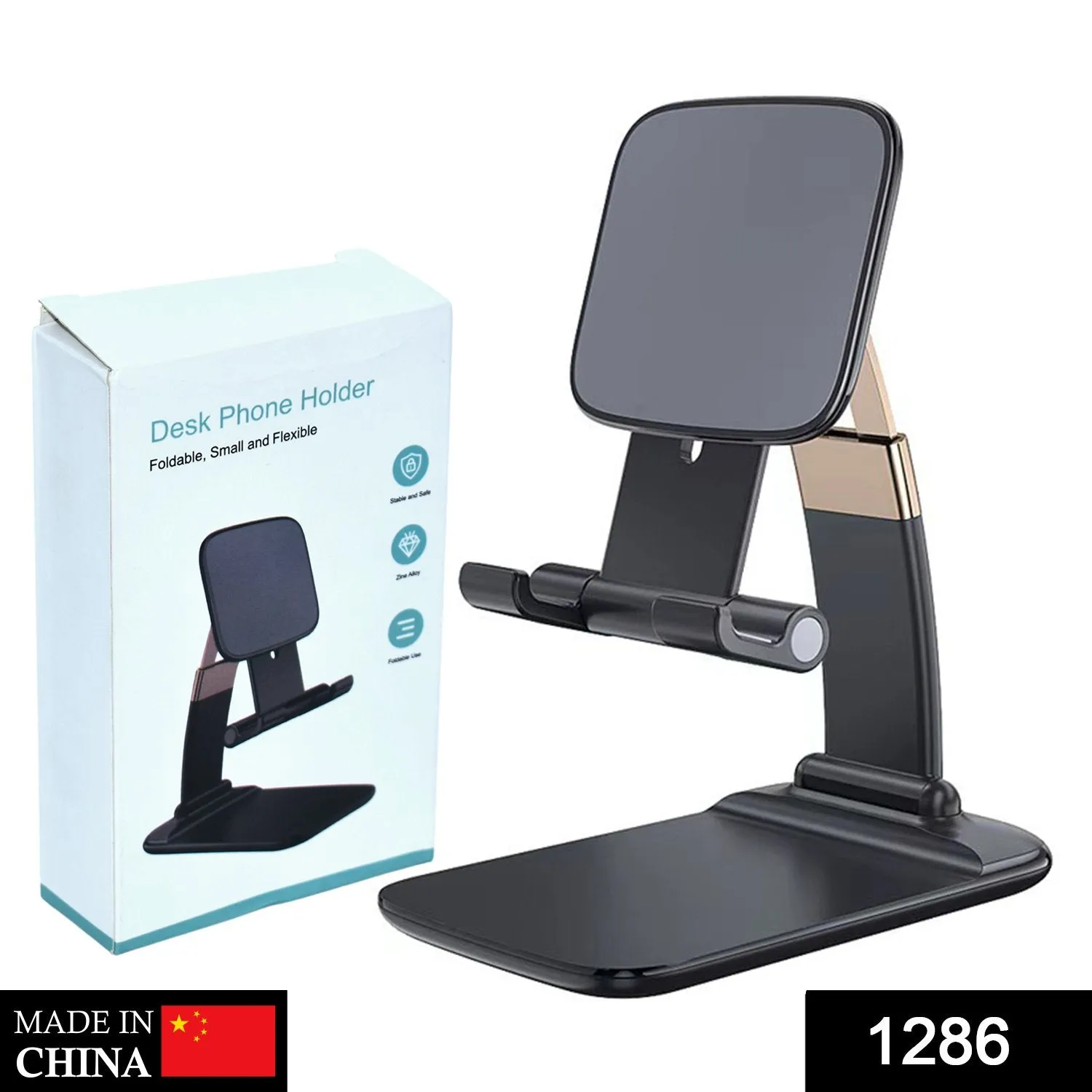 Phone Holder for Table, Foldable Universal Mobile Stand for Desk