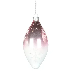 Pink Ombre Glass Ornament with Snowflakes - Double Point