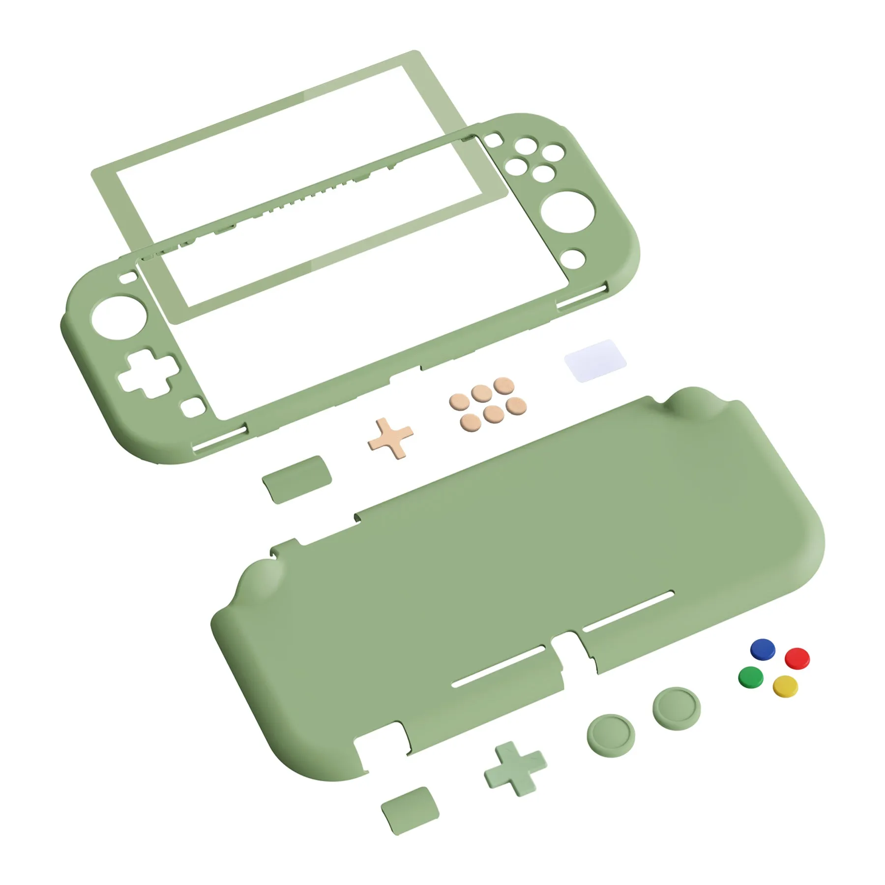 PlayVital Matcha Green Customized Protective Grip Case for NS Switch Lite, Hard Cover Protector for NS Switch Lite - 1 x Black Border Tempered Glass Screen Protector Included - YYNLP004