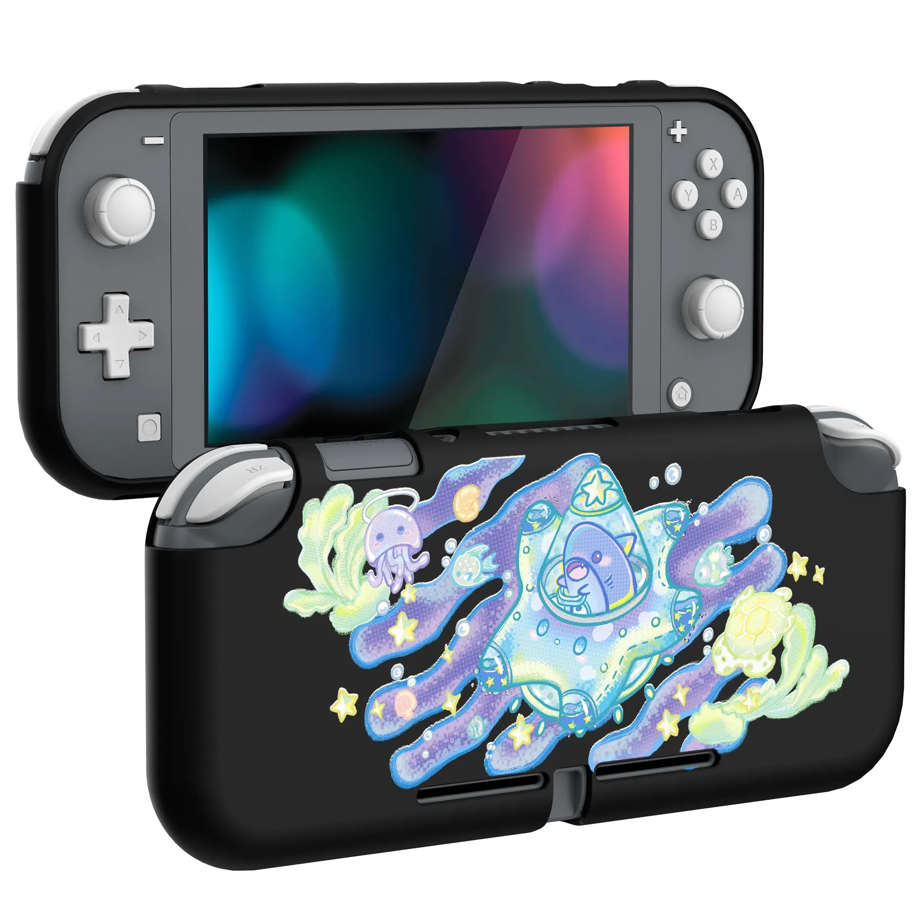 PlayVital Shark Quest Custom Protective Case for NS Switch Lite, Soft TPU Slim Case Cover for NS Switch Lite - LTU6021