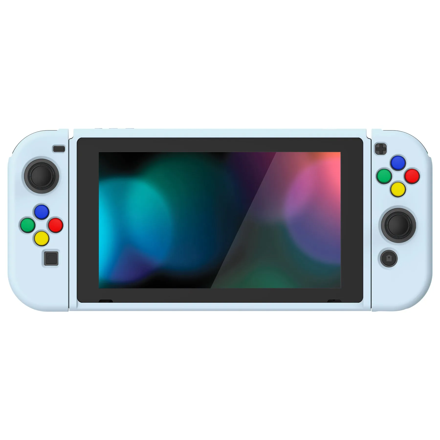 PlayVital Sky Blue Protective Case for NS Switch, Soft TPU Slim Case Cover for NS Switch Joy-Con Console with Colorful ABXY Direction Button Caps - NTU6038G2