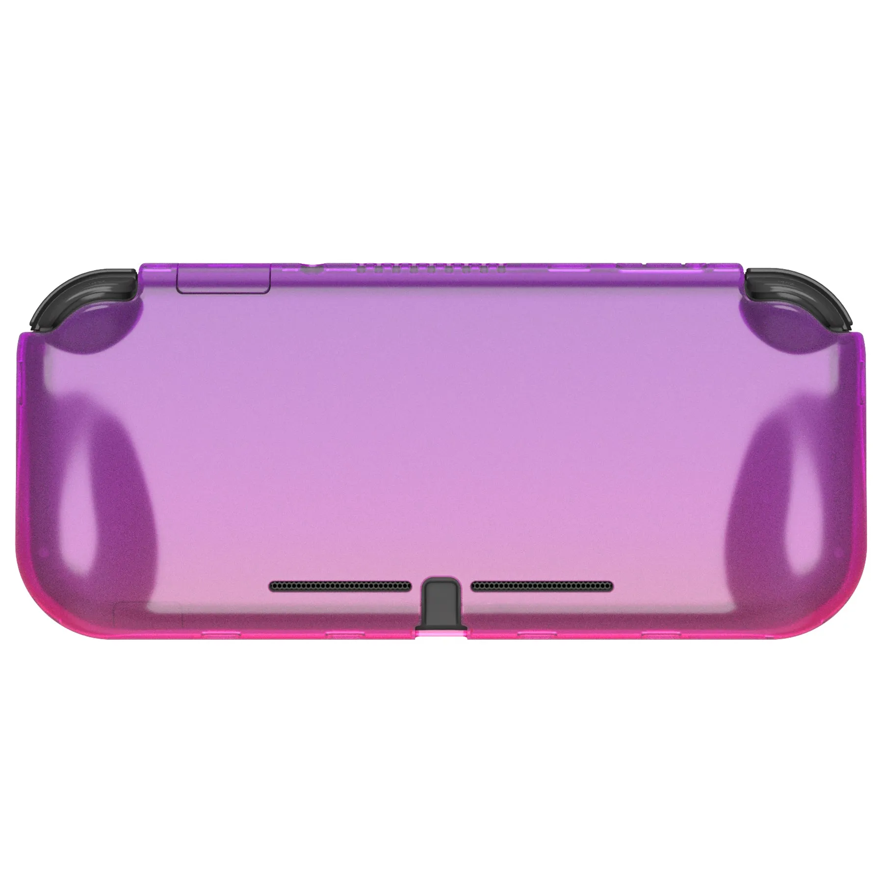 PlayVital ZealProtect Protective Case for Nintendo Switch Lite, Hard Shell Ergonomic Grip Cover for Switch Lite with Screen Protector & Thumb Grip Caps & Button Caps - Clear Atomic Purple Rose Red - PSLYP3012