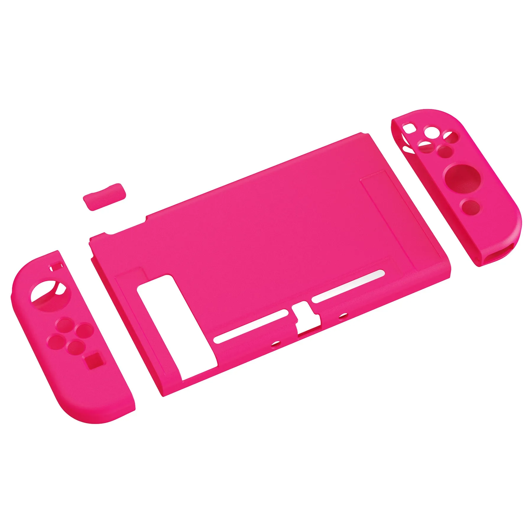 PlayVital ZealProtect Soft Protective Case for Nintendo Switch, Flexible Cover Protector for Nintendo Switch with Tempered Glass Screen Protector & Thumb Grip Caps & ABXY Direction Button Caps - Bright Pink - RNSYM5013