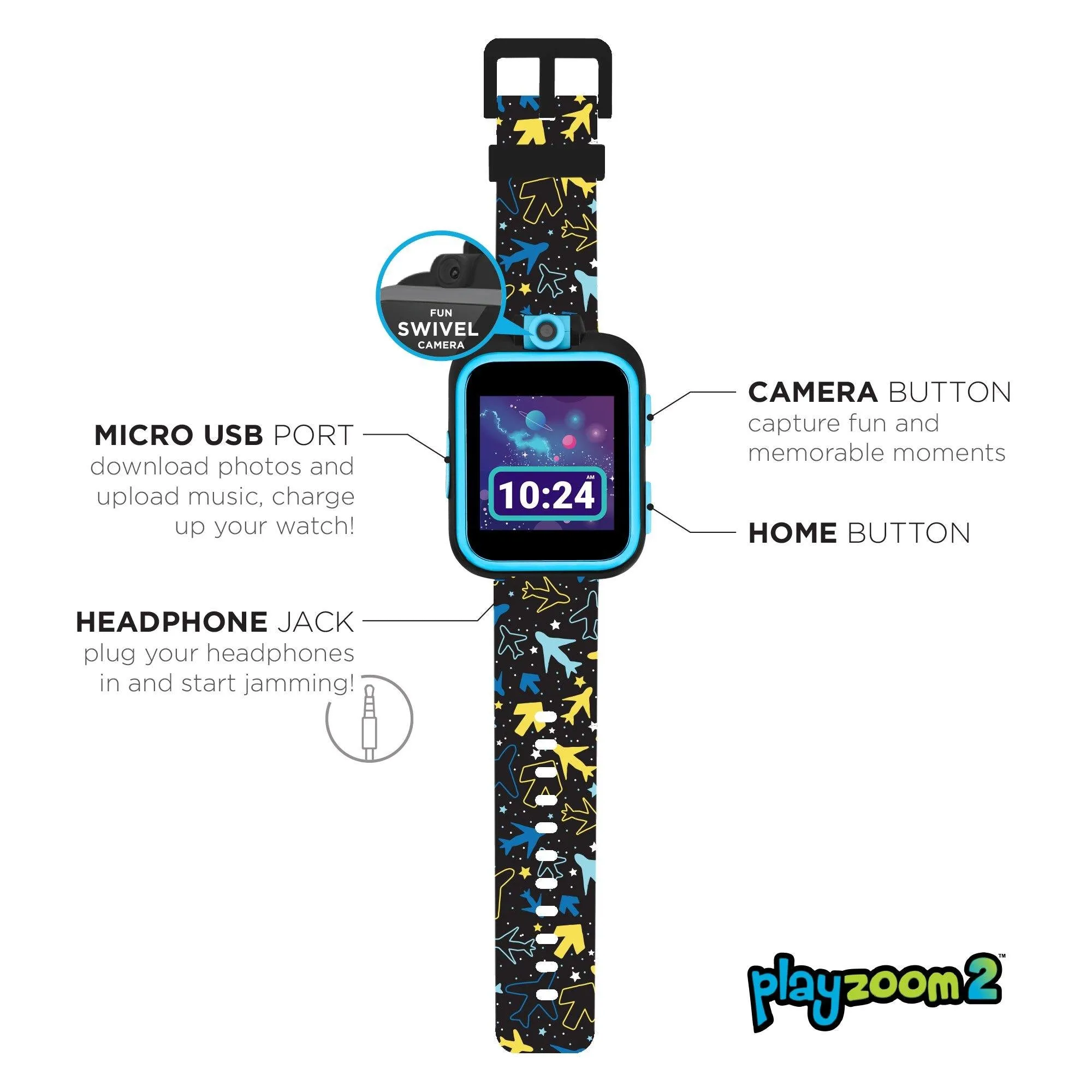 PlayZoom 2 Kids Smartwatch: Airplane & Star Print