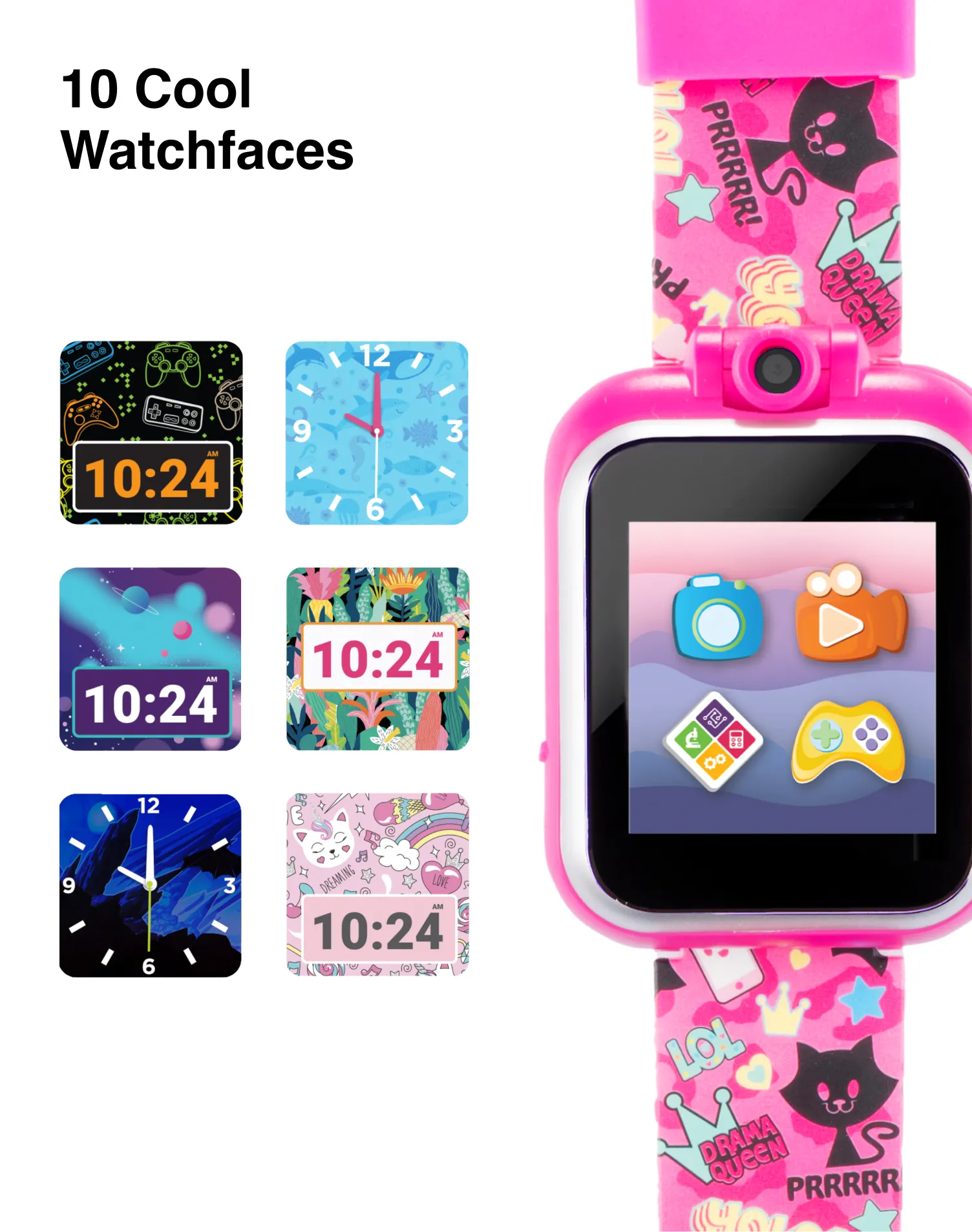 PlayZoom 2 Kids Smartwatch: Fuchsia Kitty Cats Print