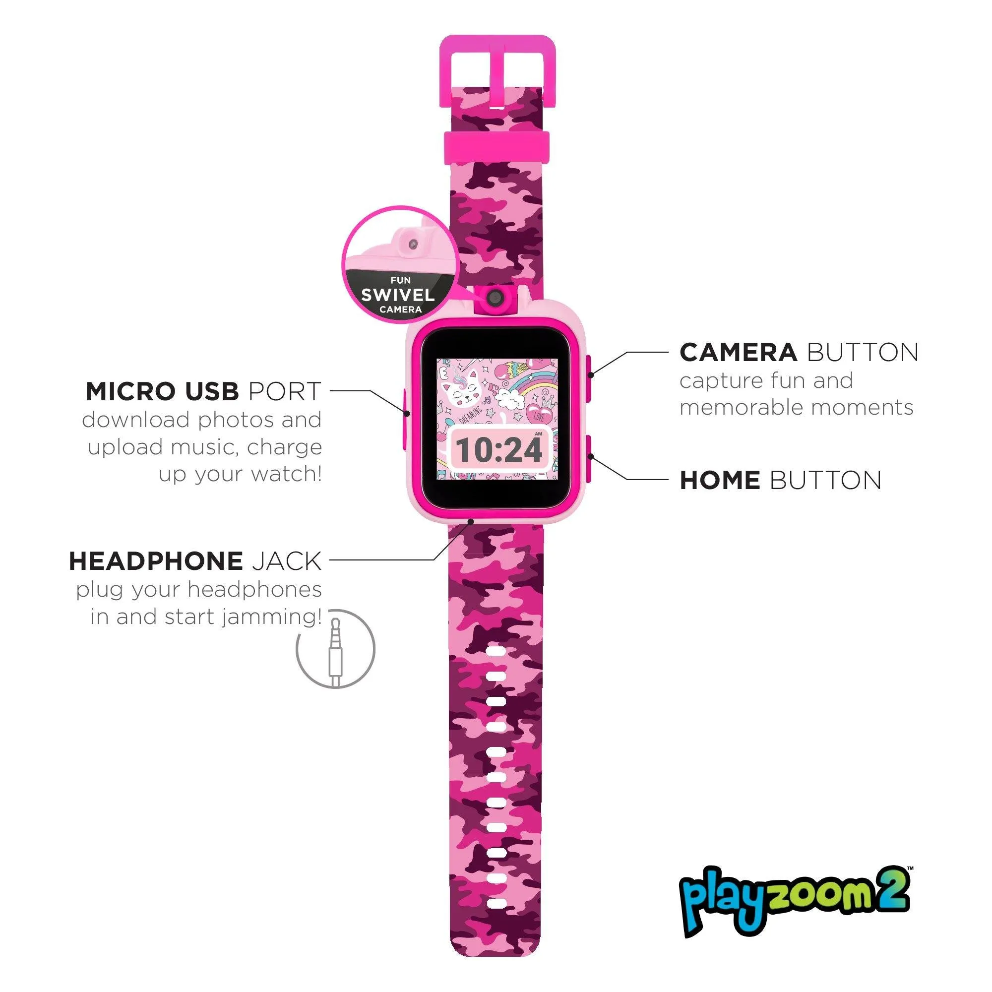 PlayZoom 2 Kids Smartwatch: Pink Camouflage