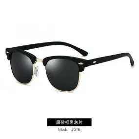 Polarized Sunglasses Brand Design Eye Semi Rimless Classic black