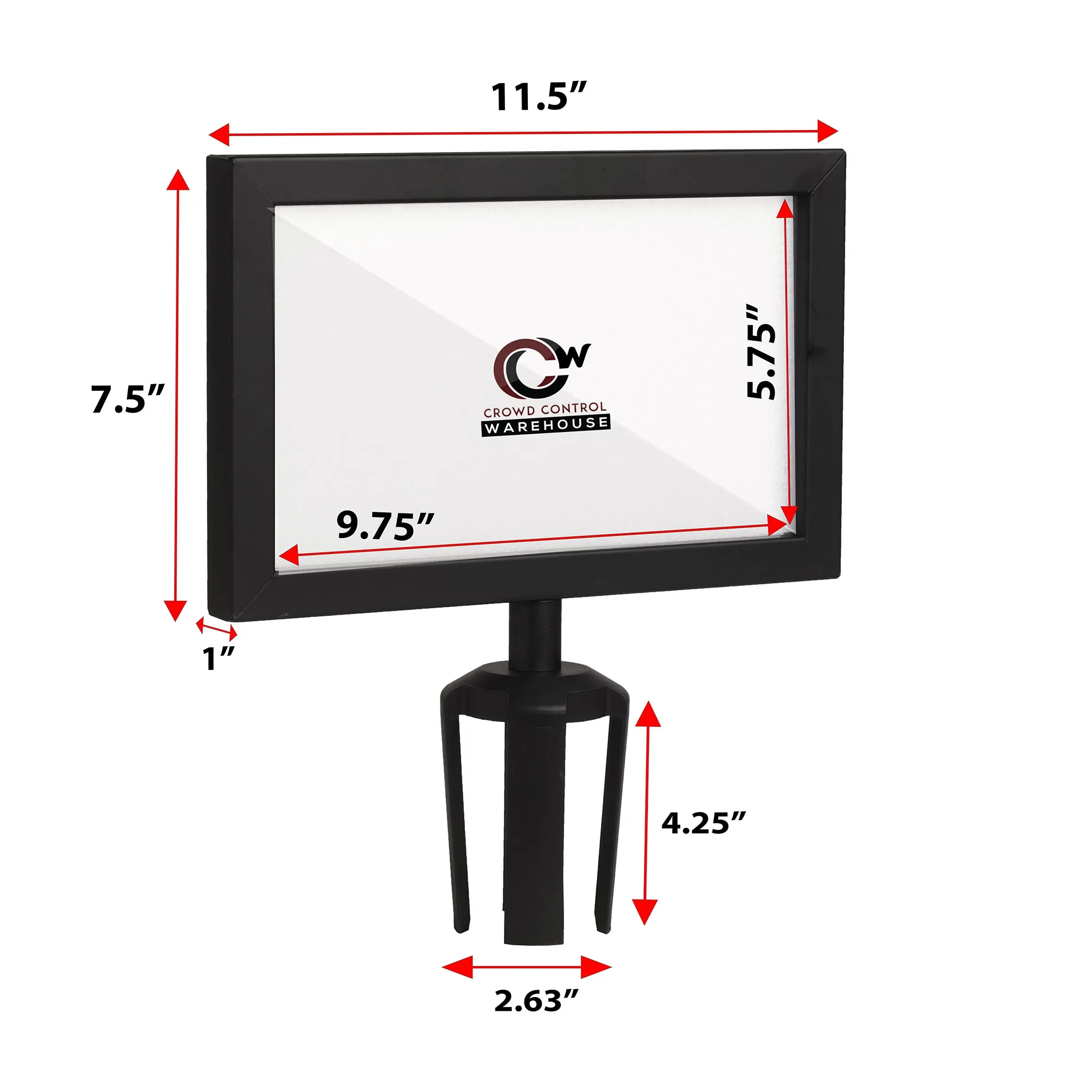 Post Top Sign Frame for CCW Series Retractable Belt Barriers