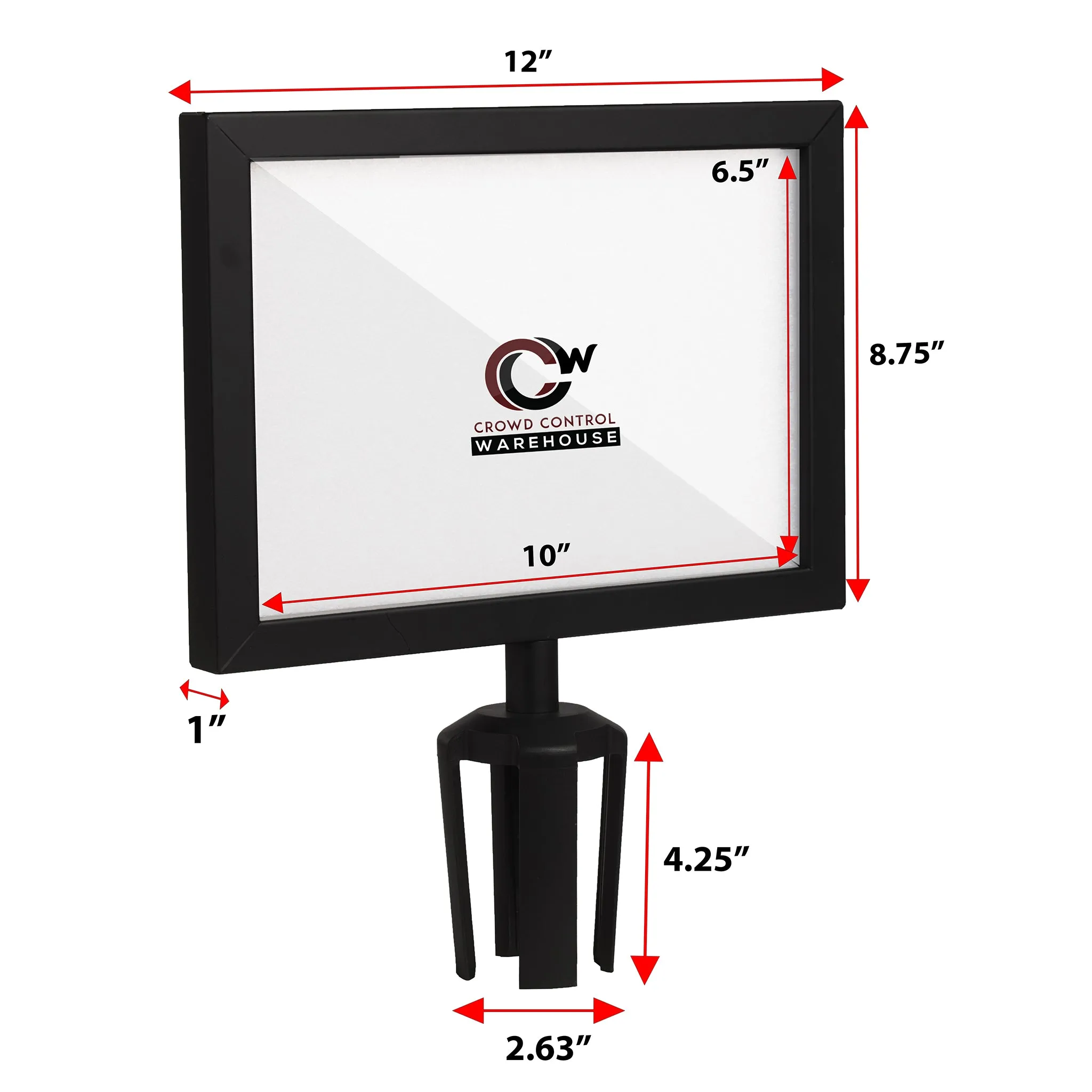 Post Top Sign Frame for CCW Series Retractable Belt Barriers