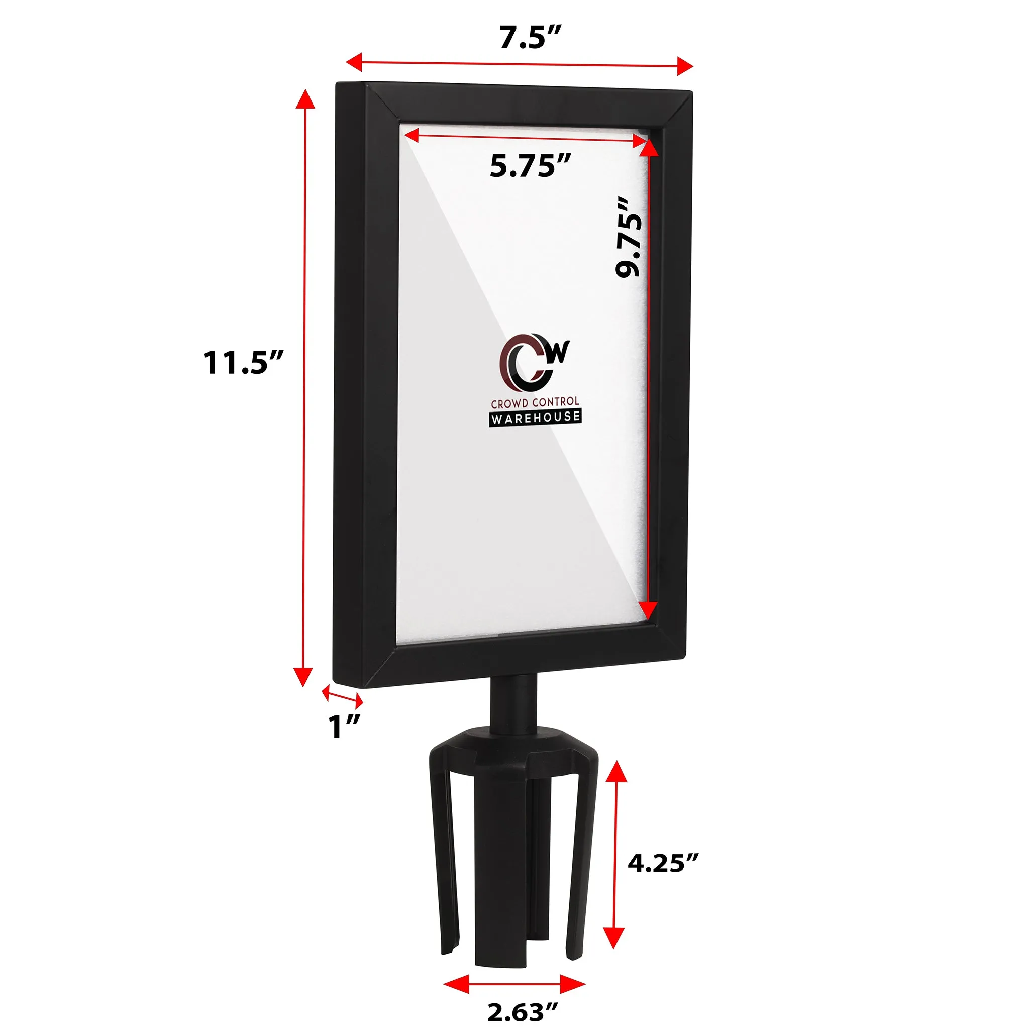 Post Top Sign Frame for CCW Series Retractable Belt Barriers