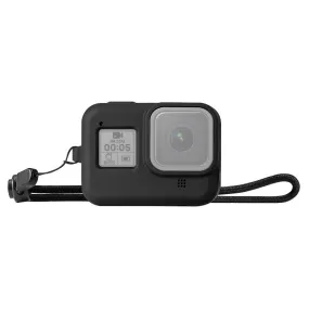 PULUZ Silicone Protective Case Cover with Wrist Strap for GoPro HERO8 Black(Black)