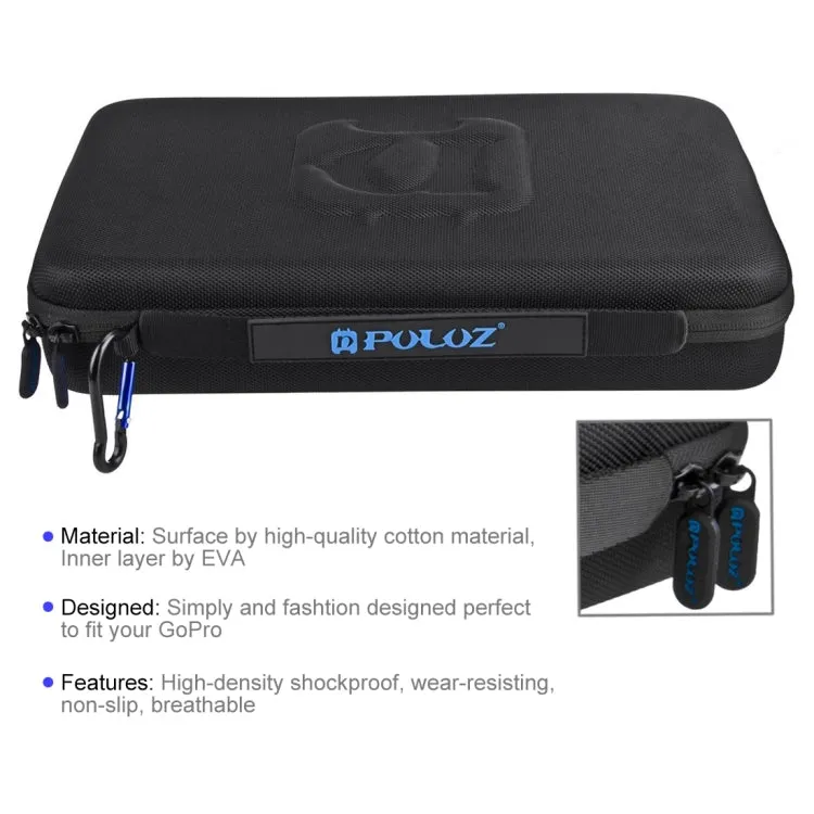 PULUZ Waterproof Carrying and Travel Case for GoPro, Insta360, DJI and Other Action Cameras Accessories, Large Size: 32cm x 22cm x 7cm