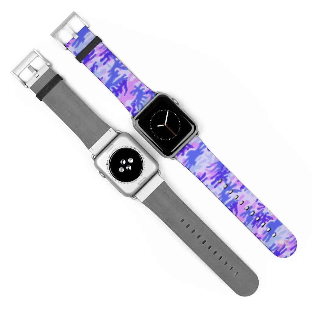 Purple Camo Watch Band, Pink Camo Military Print 38mm/42mm Watch Band For Apple Watches- Made in USA