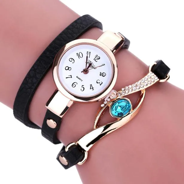 "Leah" Leather Bracelet Strappy watch