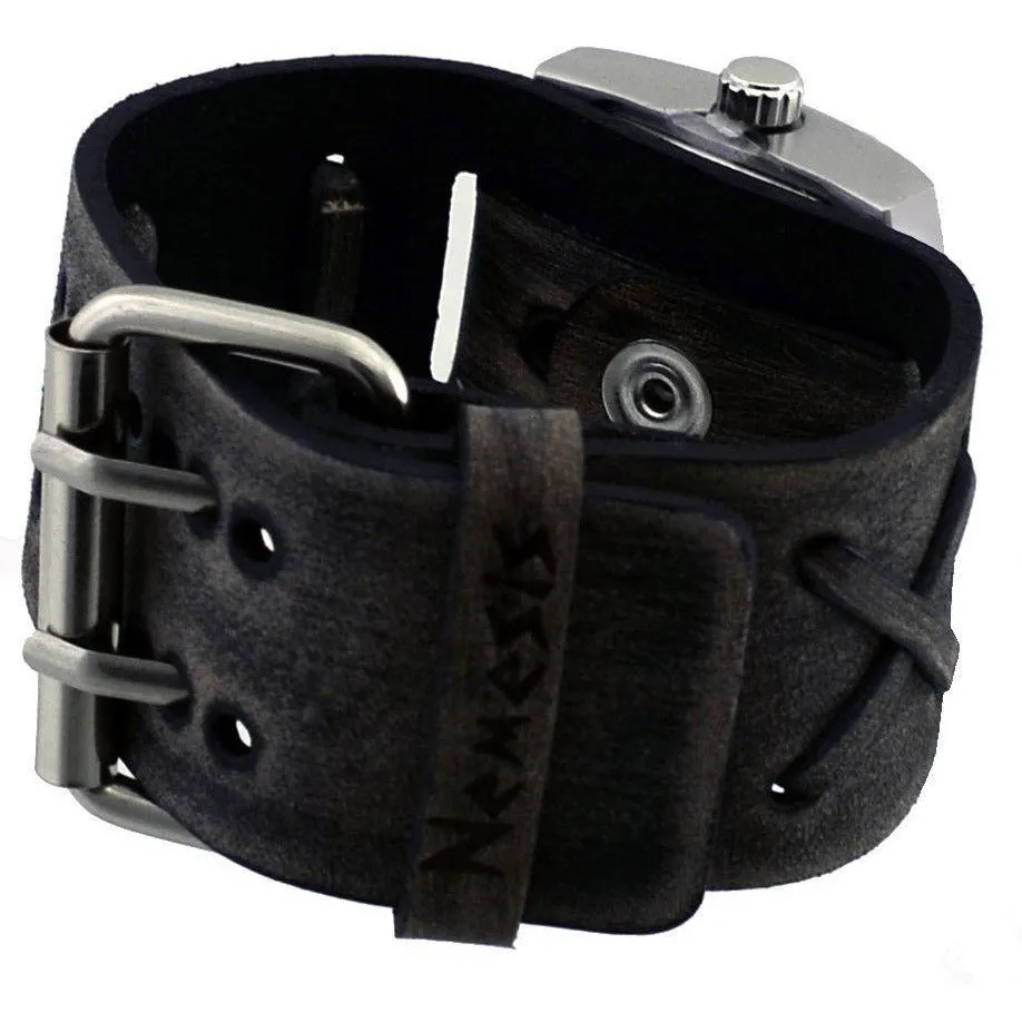 Racing Sport Black Watch with X Distressed Black X Leather Cuff